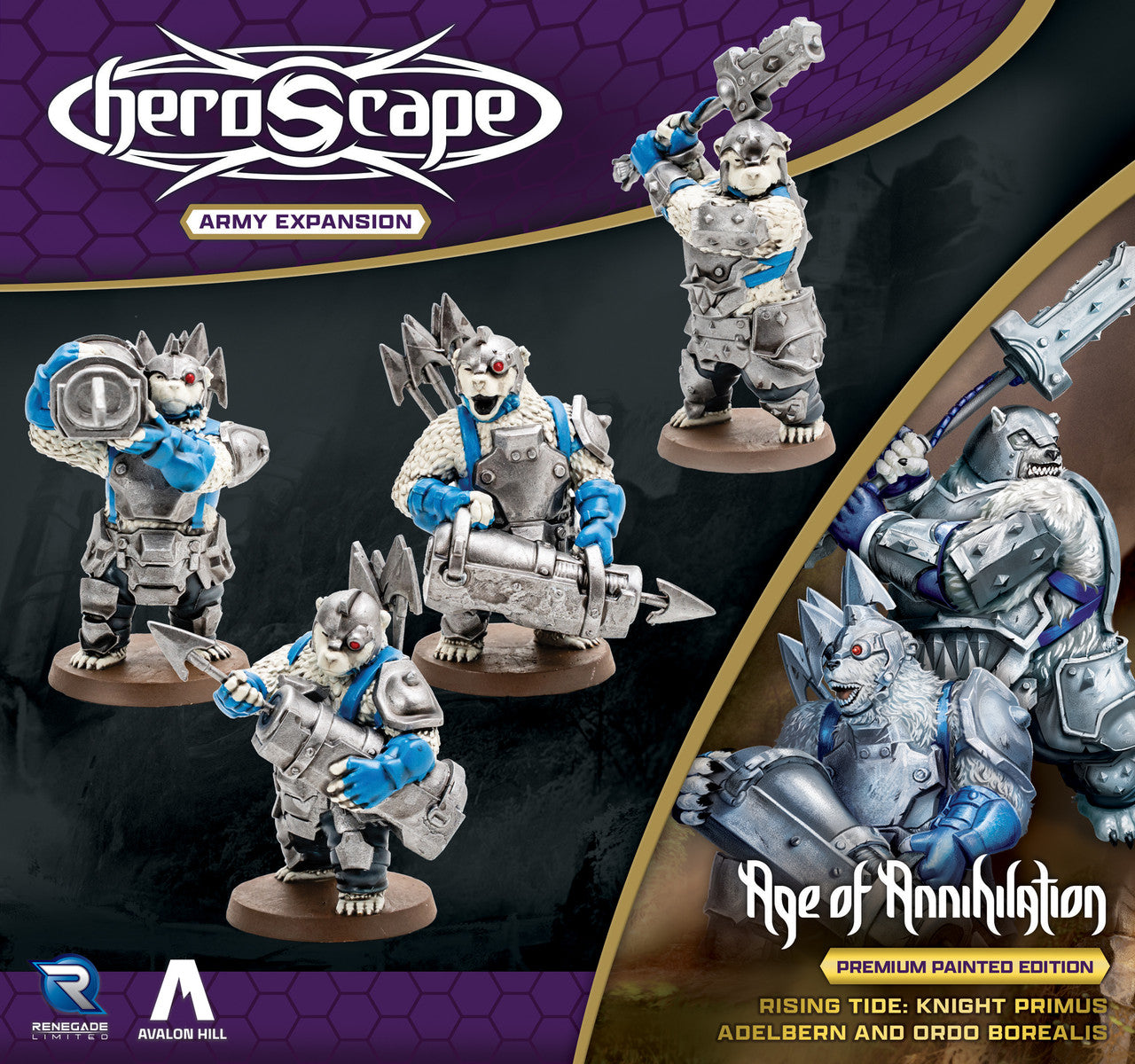 Heroscape Rising Tide Knight Primus Adelbern and Ordo Borealis Army Expansion Premium Painted Edition