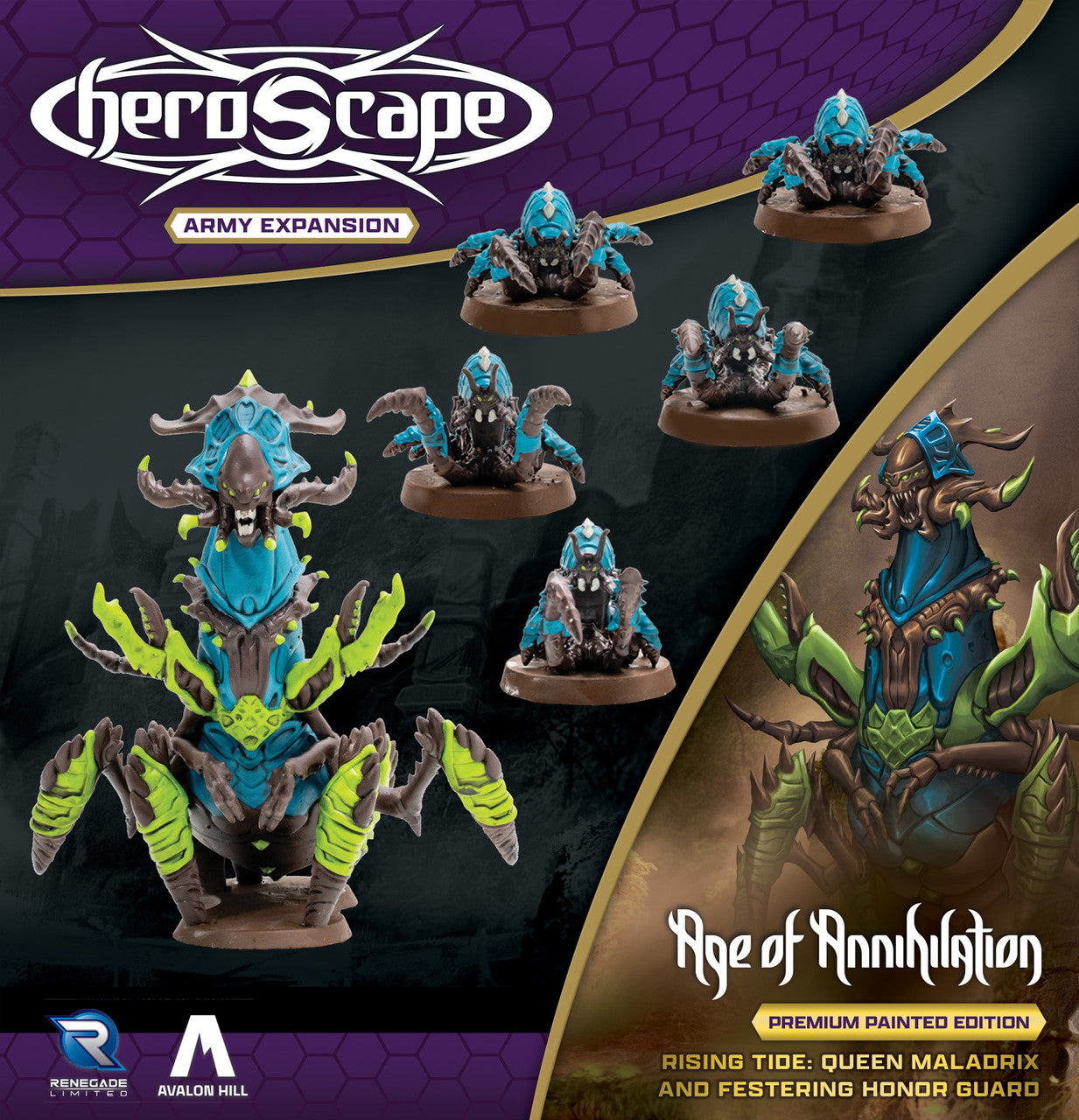 Heroscape Rising Tide Queen Maladrix and Festering Honor Guard Army Expansion Premium Painted Edition