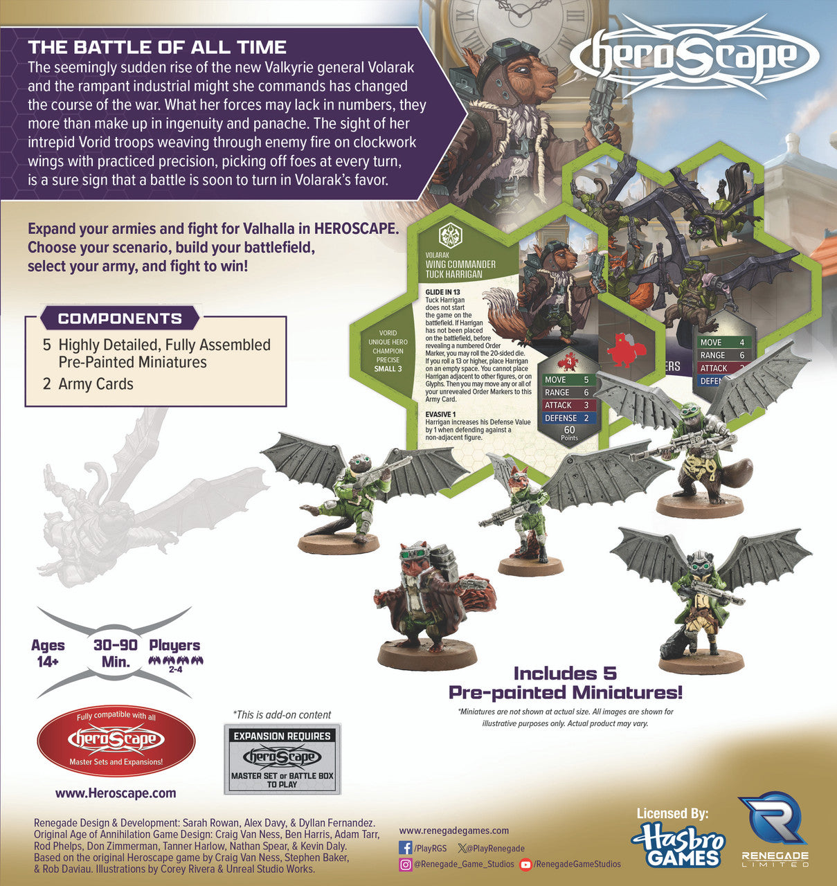 Heroscape Rising Tide Wing Commander Tuck Harrigan & Vorid Glidestrikers Army Expansion Premium Painted Edition
