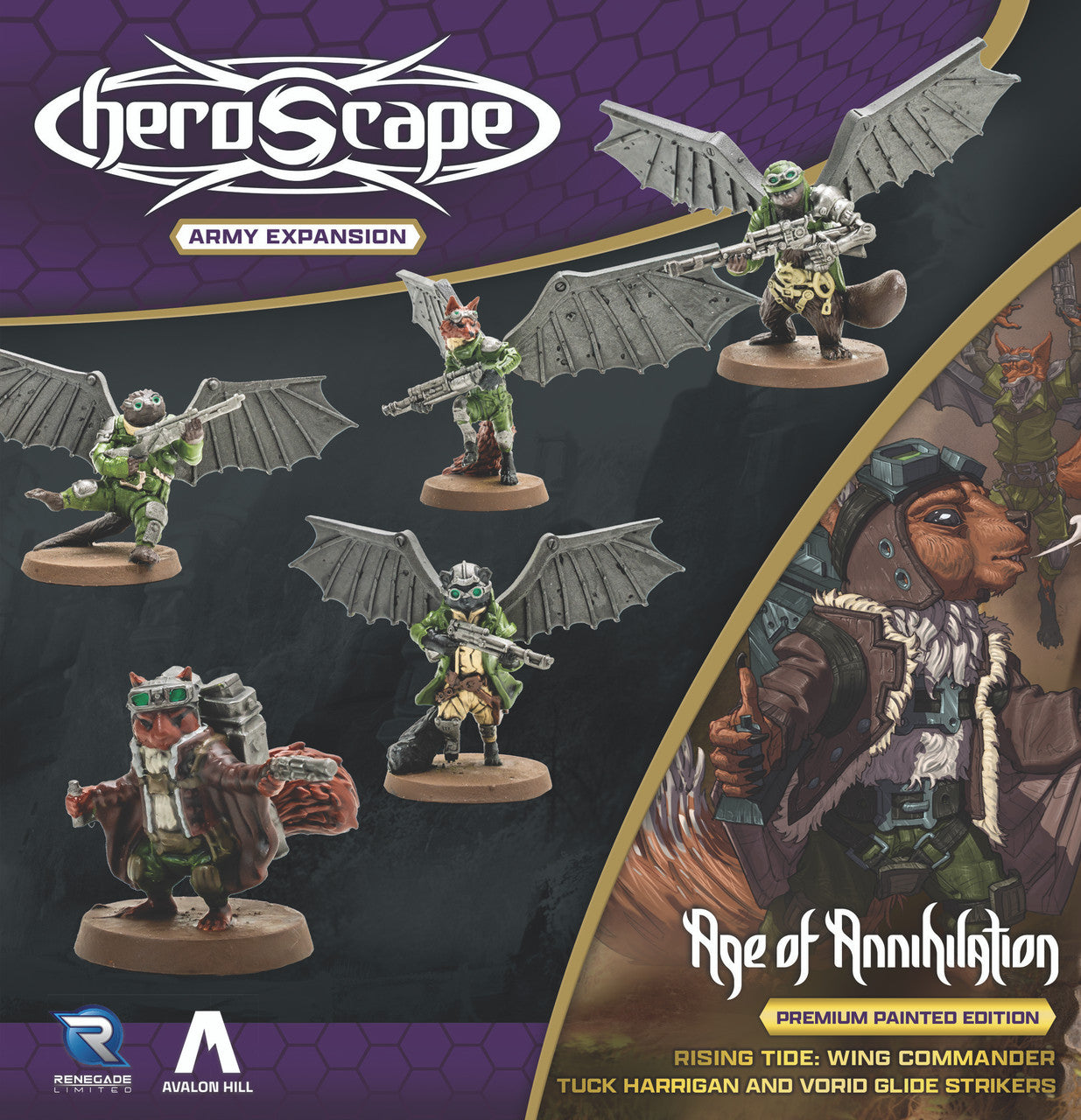 Heroscape Rising Tide Wing Commander Tuck Harrigan & Vorid Glidestrikers Army Expansion Premium Painted Edition