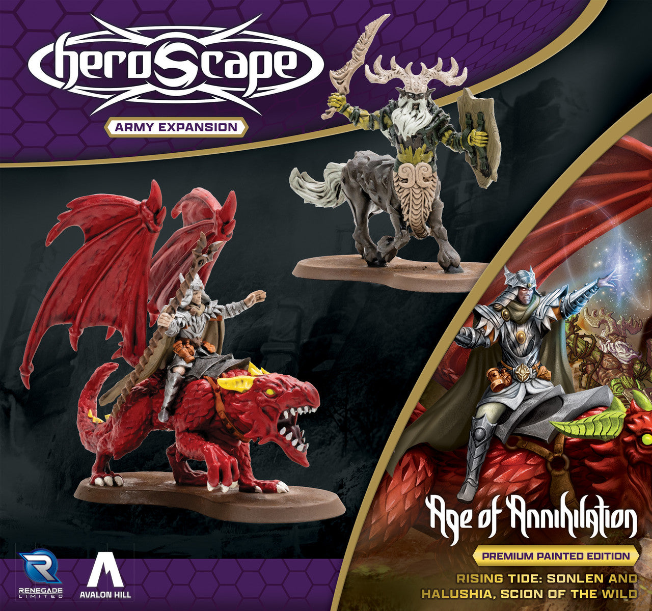 Heroscape Rising Tide Sonlen and Halushia, Scion of the Wild Army Expansion Premium Painted Edition