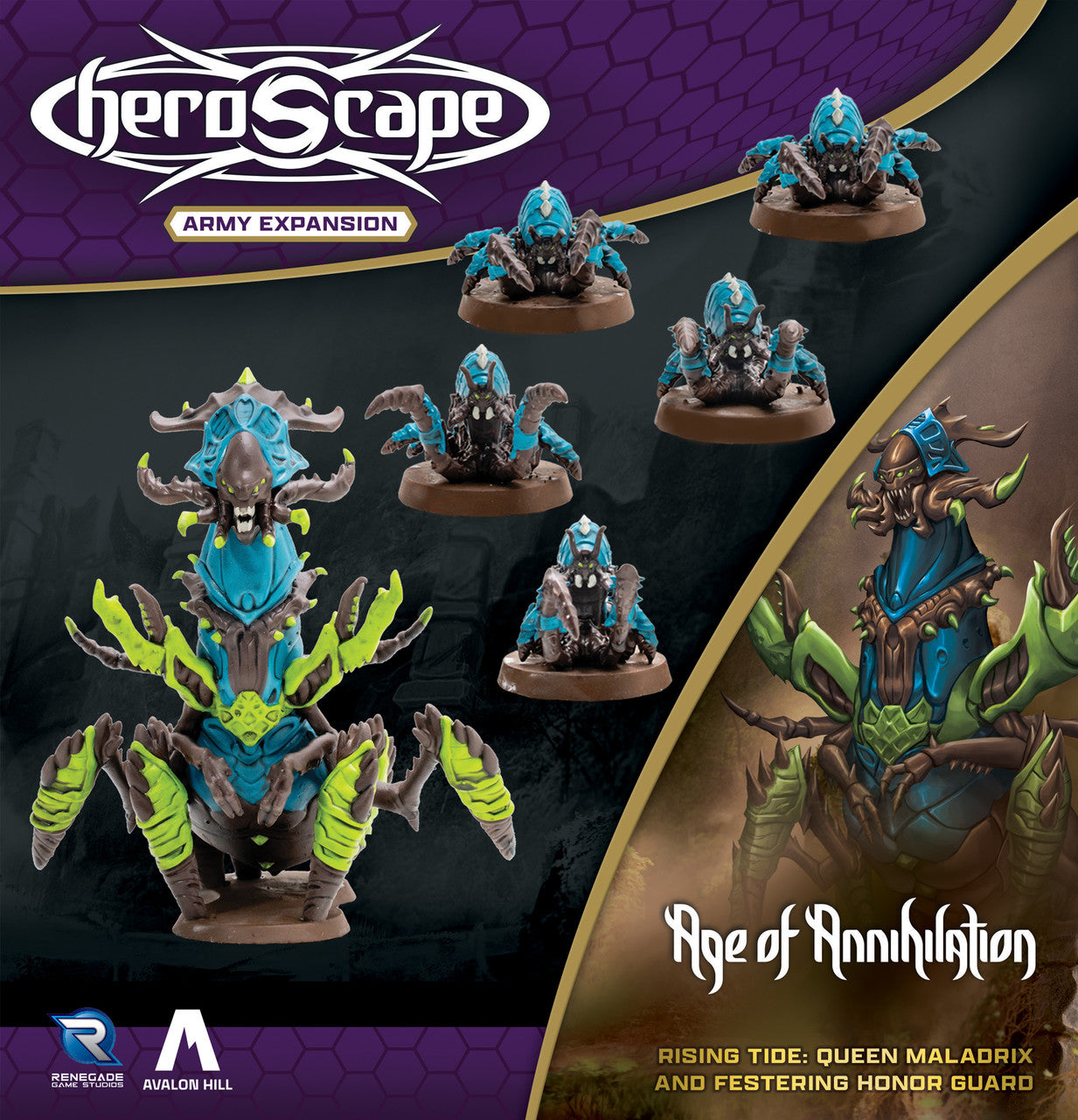 Heroscape Rising Tide Queen Maladrix and Festering Honor Guard Army Expansion