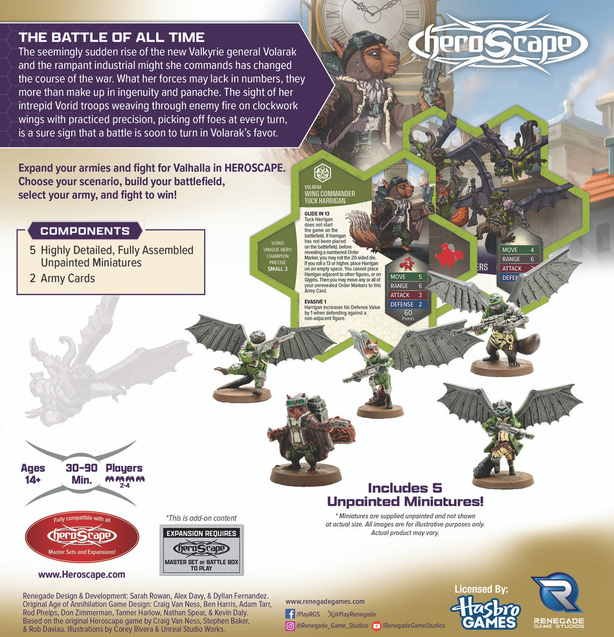 Heroscape Rising Tide Wing Commander Tuck Harrigan & Vorid Glidestrikers Army Expansion